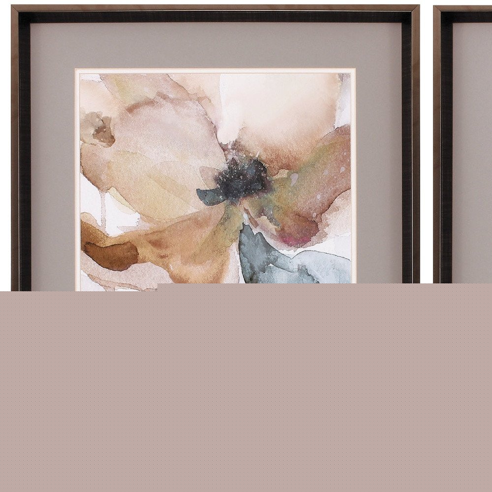 23" X 27" Brushed Silver Frame Watercolor Poppy (Set Of 2)