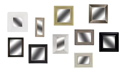 Set of Ten Brown And White Square And Rectangle Framed Mirror Set