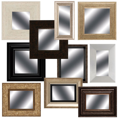 Set of Ten Brown And White Square And Rectangle Framed Mirror Set