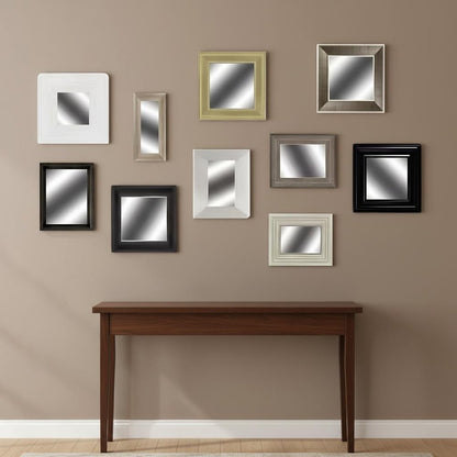 Set of Ten Brown And White Square And Rectangle Framed Mirror Set