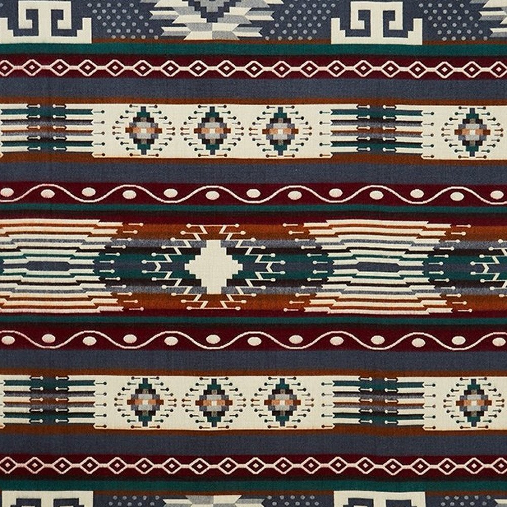 93" X 82" Blue and Ivory Woven Mod Acrylic Throw Blanket