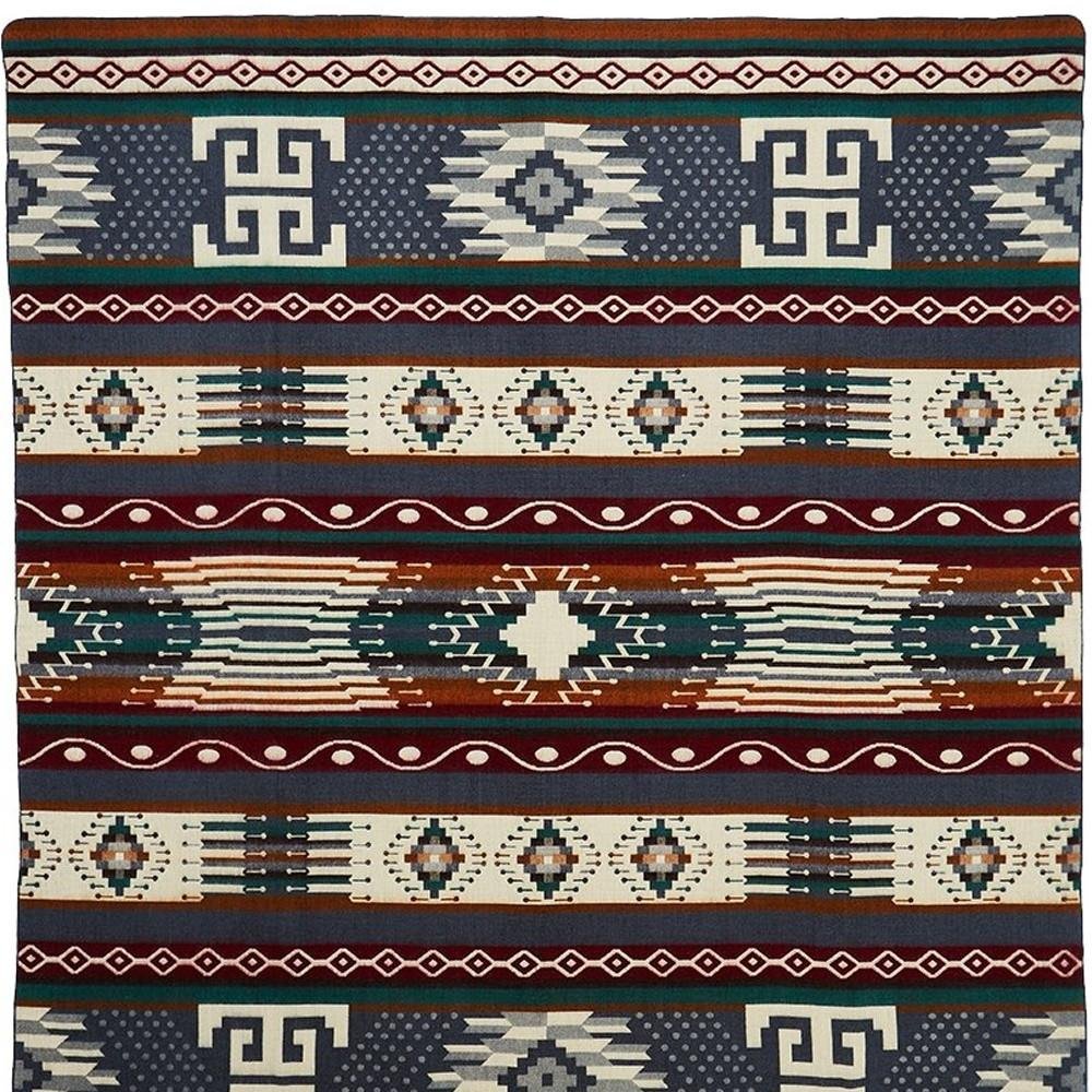 93" X 82" Blue and Ivory Woven Mod Acrylic Throw Blanket
