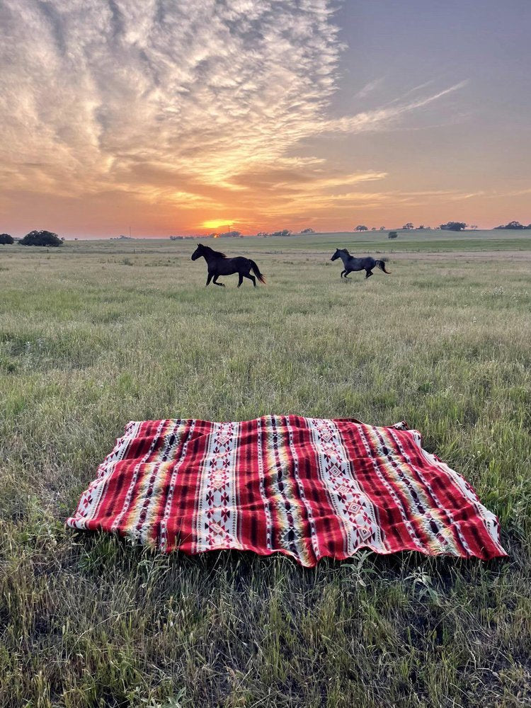 93" X 82" Red Woven Mod Acrylic Throw Blanket