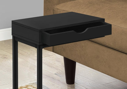 16" X 10.25" X 24.5" Black Metal With A Drawer Accent Table