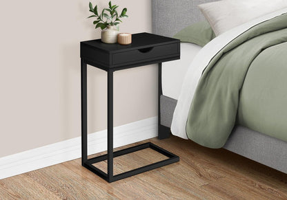 16" X 10.25" X 24.5" Black Metal With A Drawer Accent Table
