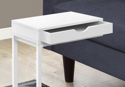 16" X 10.25" X 24.5" White Metal With A Drawer Accent Table