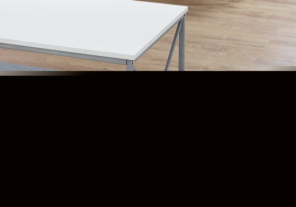 Set of Three 42" White And Silver Metal Coffee Table