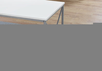 Set of Three 42" White And Silver Metal Coffee Table