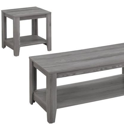 Set of Three 42" Gray Coffee Table With Shelf