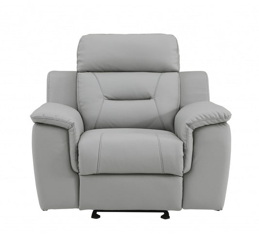 Three Piece Indoor Gray Genuine Leather Five Person Seating Set