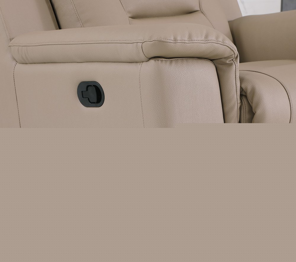 Two Piece Indoor Beige Genuine Leather Five Person Seating Set