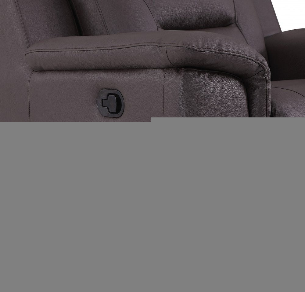 Two Piece Indoor Brown Genuine Leather Five Person Seating Set