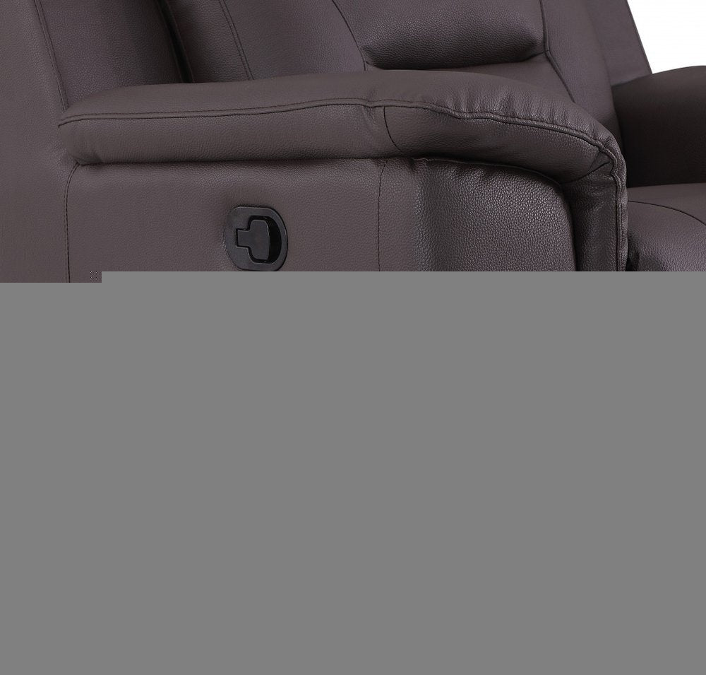 Two Piece Indoor Brown Genuine Leather Five Person Seating Set