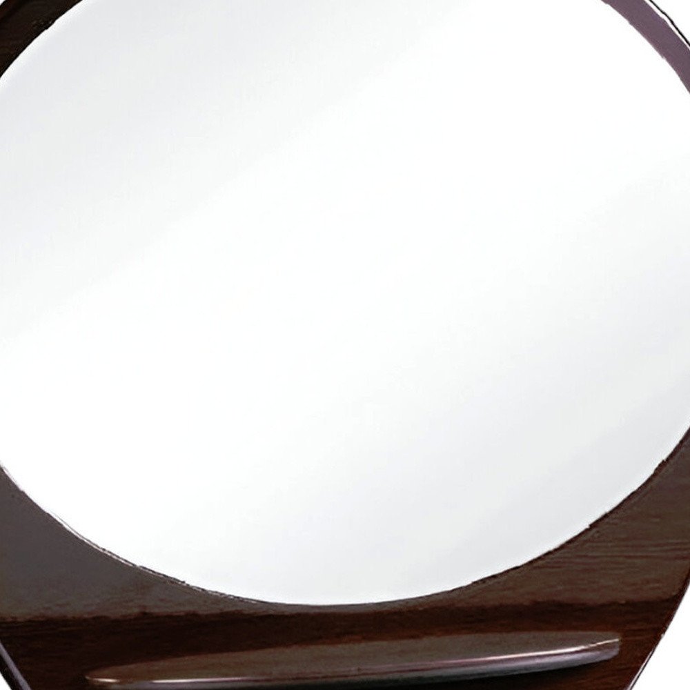 39" Brown Oval Wood Framed Mounted Dresser Mirror