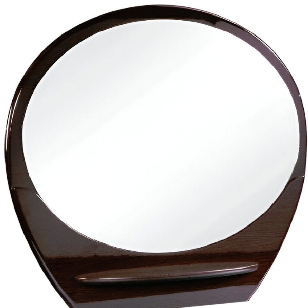 39" Brown Oval Wood Framed Mounted Dresser Mirror