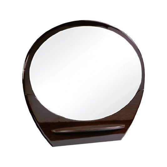 39" Brown Oval Wood Framed Mounted Dresser Mirror