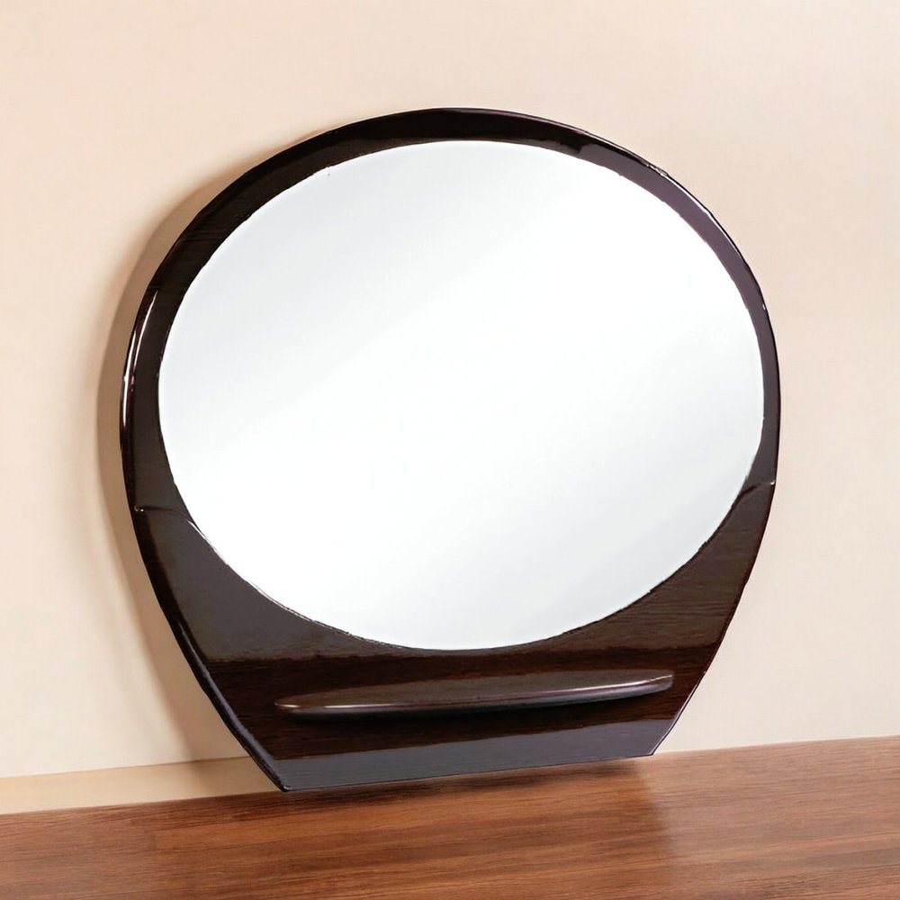 39" Brown Oval Wood Framed Mounted Dresser Mirror