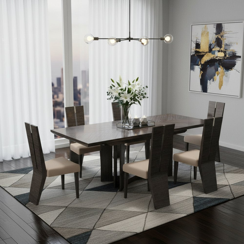 Seven Piece Gray Dining Set with Six Chairs