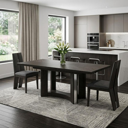 98" Dark Gray Solid Wood Dining Table