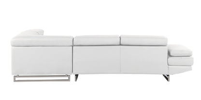 Gray Leather L Shaped Two Piece Corner Sectional