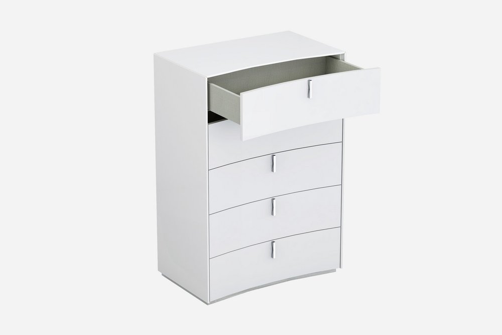 31" White Wood Five Drawer Dresser