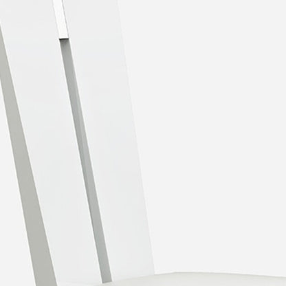 Set of Two White Upholstered Faux Leather Ladder Back Dining Side Chairs