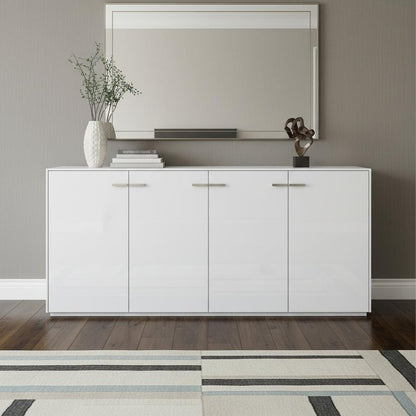 72" White Buffet Table with Four Doors