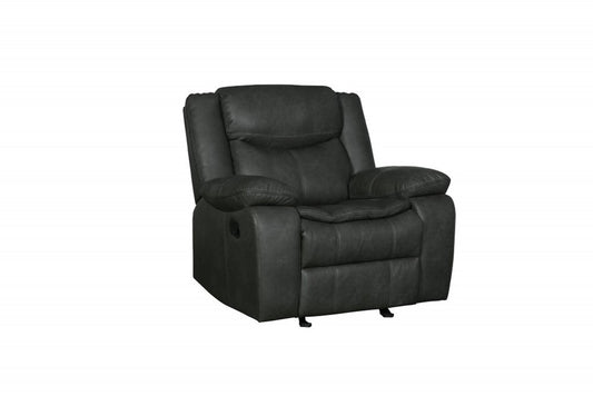 42" Brown Leather Match Manual Gliding Recliner