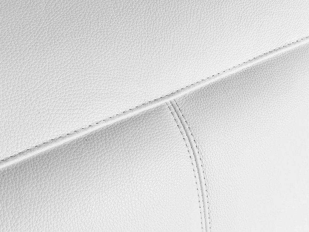 White Italian Leather Power Reclining U Shaped Eight Piece Corner Sectional With Console