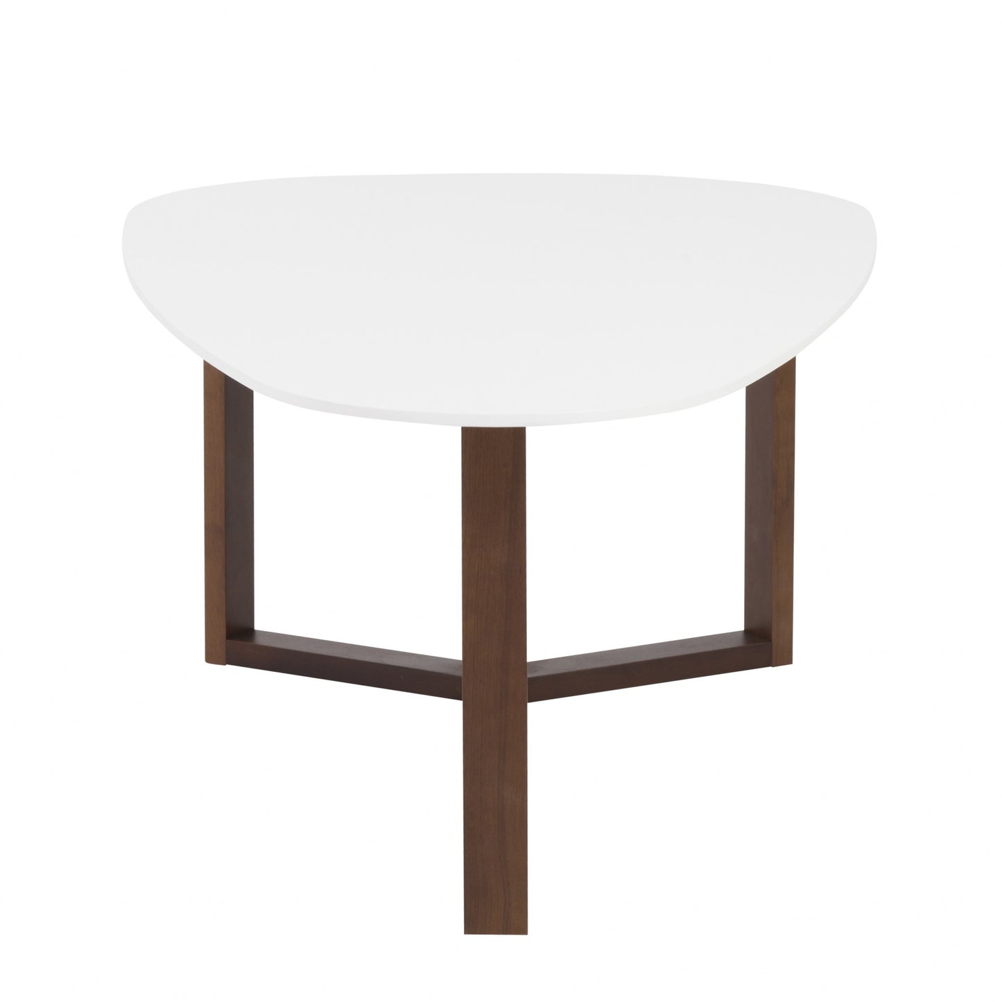 48" White and Brown Wood And Solid Wood Free Form Sled Coffee Table