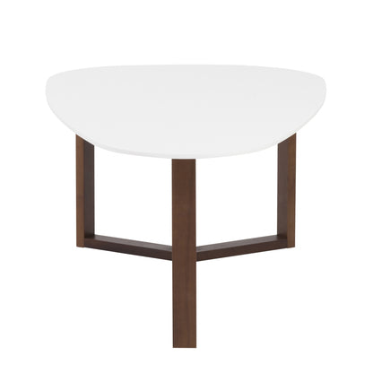 48" White and Brown Wood And Solid Wood Free Form Sled Coffee Table