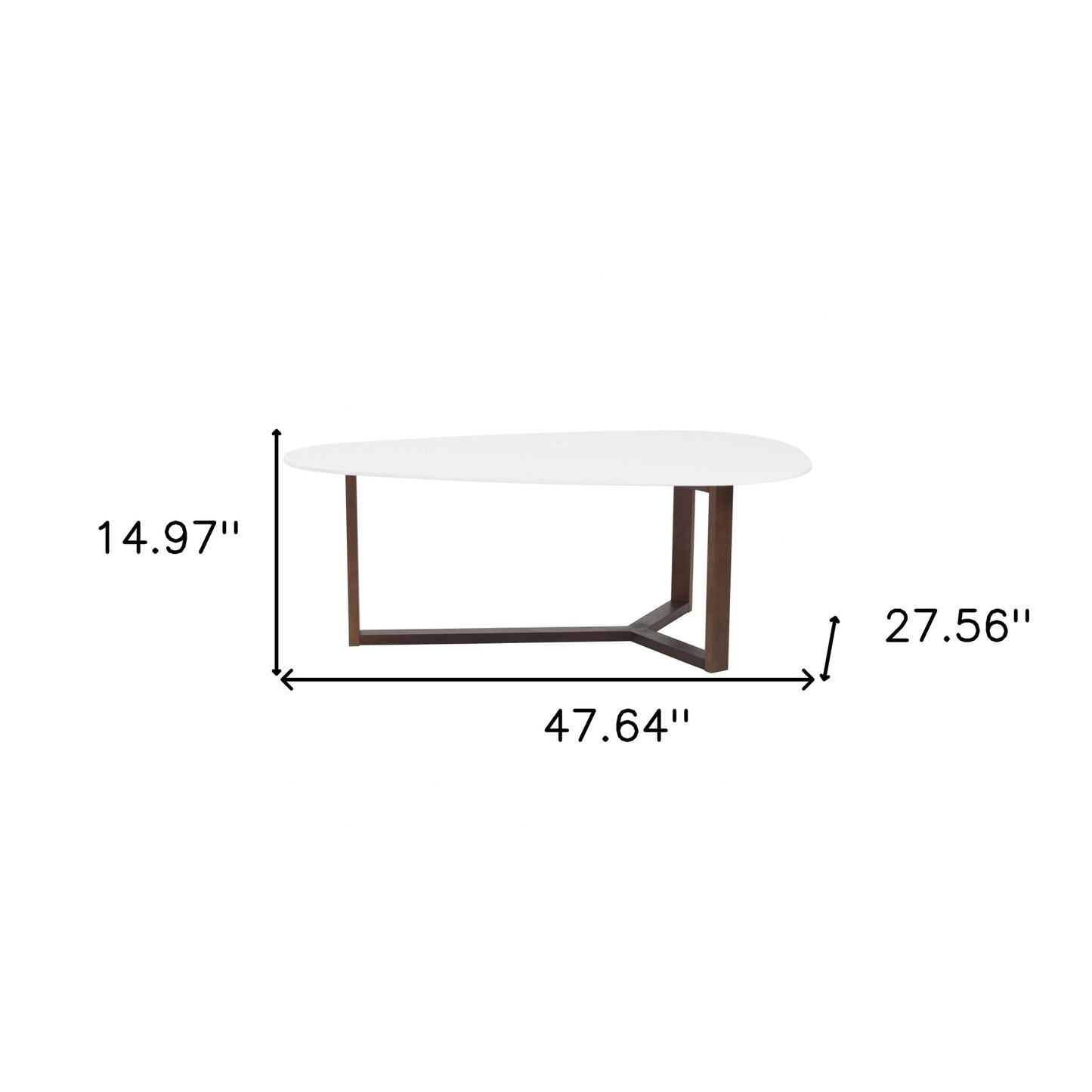 48" White and Brown Wood And Solid Wood Free Form Sled Coffee Table