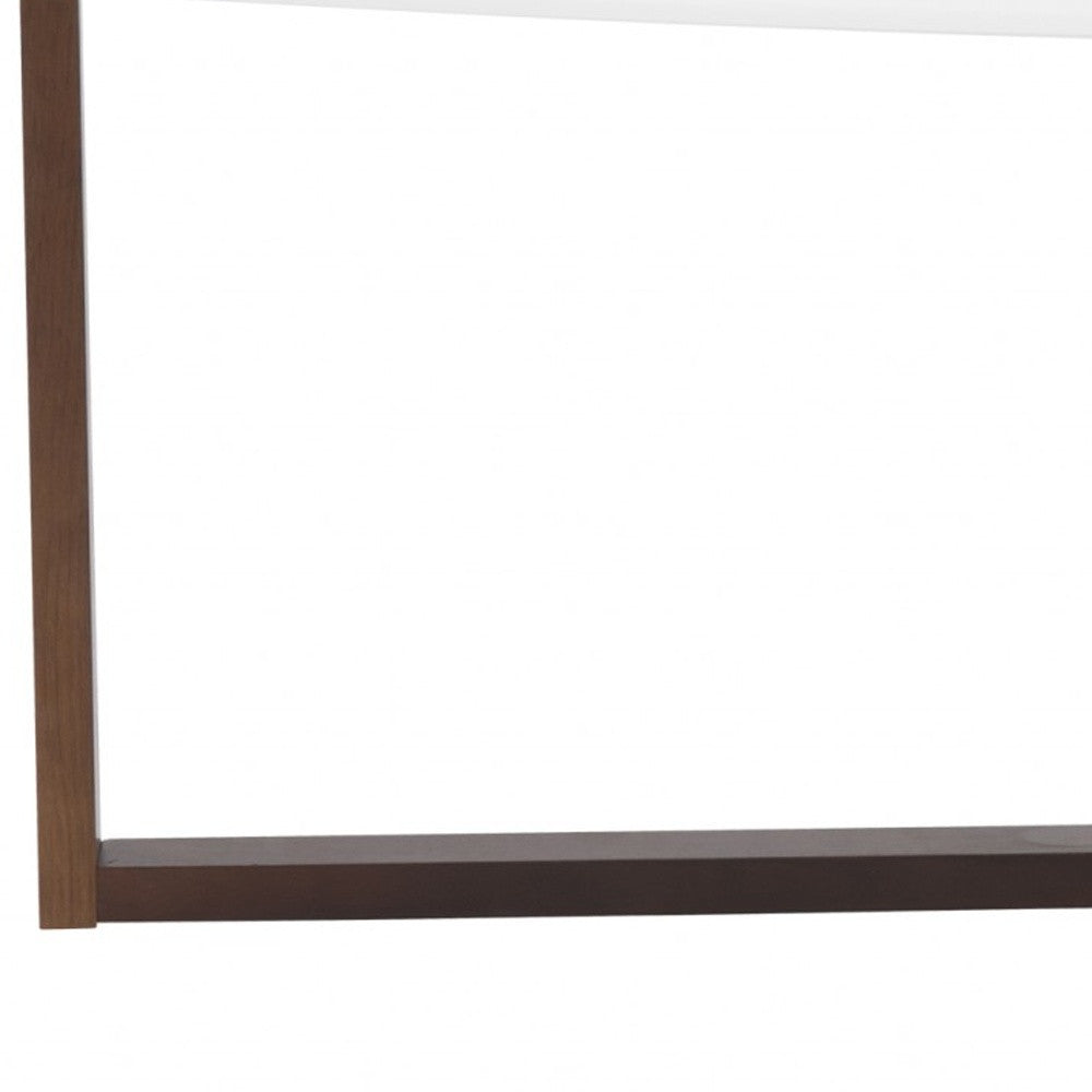 48" White and Brown Wood And Solid Wood Free Form Sled Coffee Table