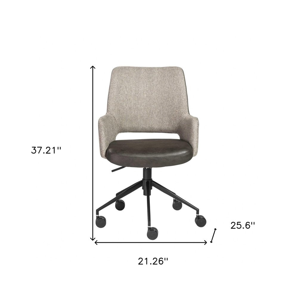 Light Gray Dark Gray and Black Adjustable Swivel Fabric Rolling Office Chair