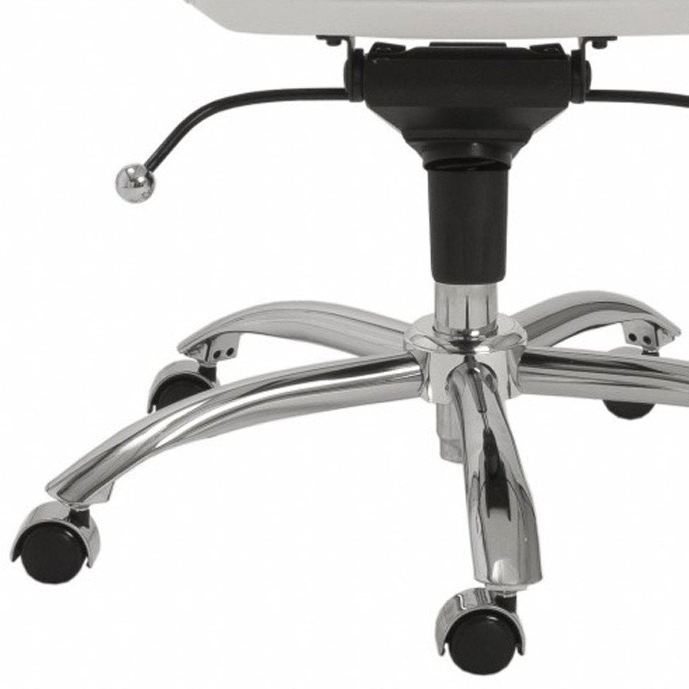 White and Silver Adjustable Swivel Faux Leather Rolling Conference Office Chair