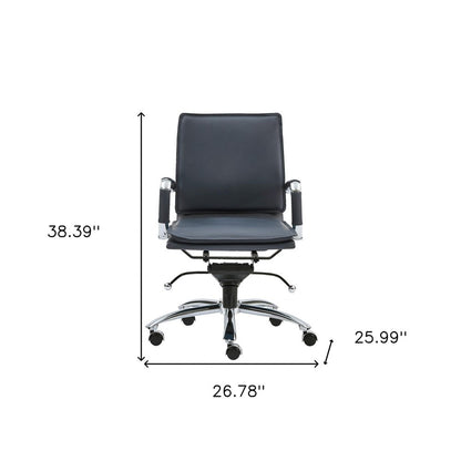 Blue and Silver Adjustable Swivel Faux Leather Rolling Conference Office Chair