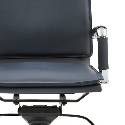 Blue and Silver Adjustable Swivel Faux Leather Rolling Conference Office Chair