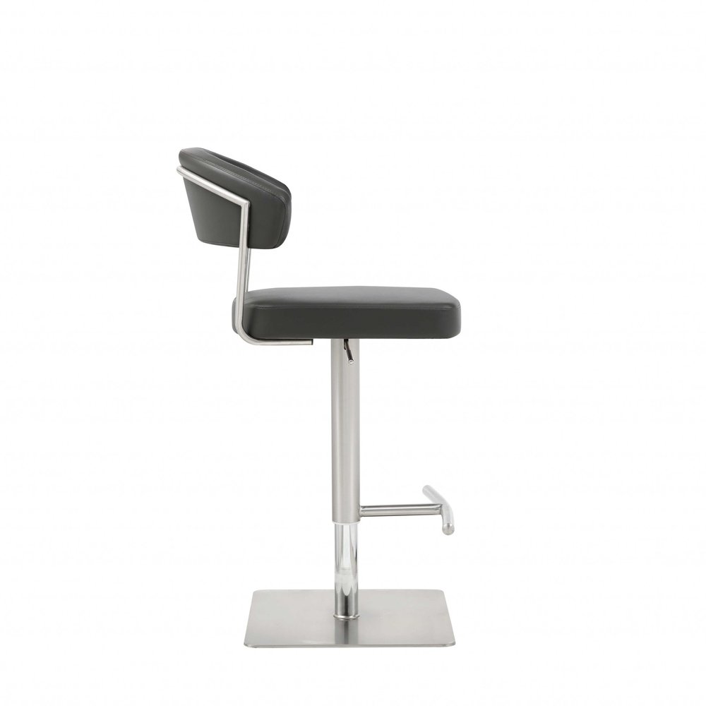Black And Silver Faux Leather And Steel Bar Chair