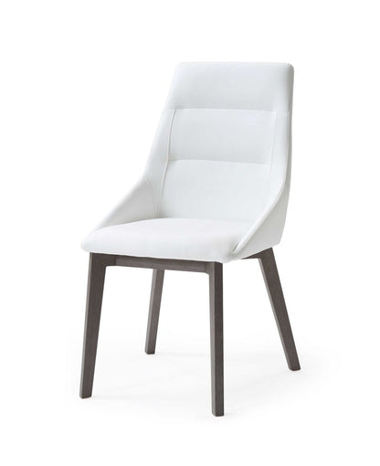 Set of Two White and Gray Upholstered Faux Leather Dining Side Chairs