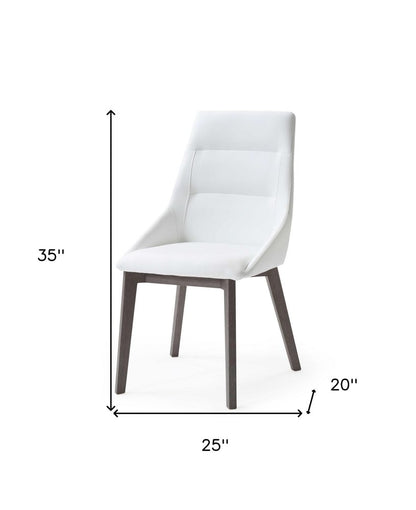 Set of Two White and Gray Upholstered Faux Leather Dining Side Chairs