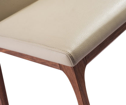 Set of Two Taupe and Brown Upholstered Faux Leather Dining Side Chairs