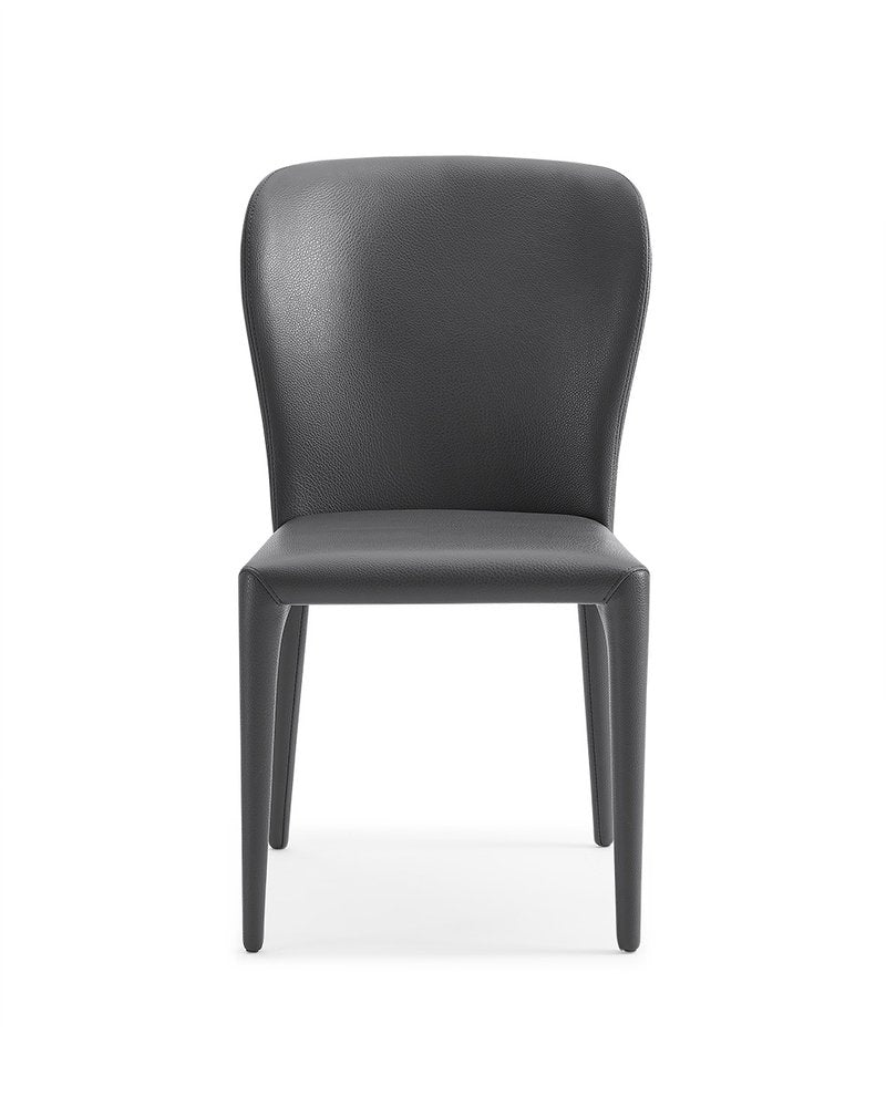 Set of Two Gray Upholstered Faux Leather Dining Side Chairs