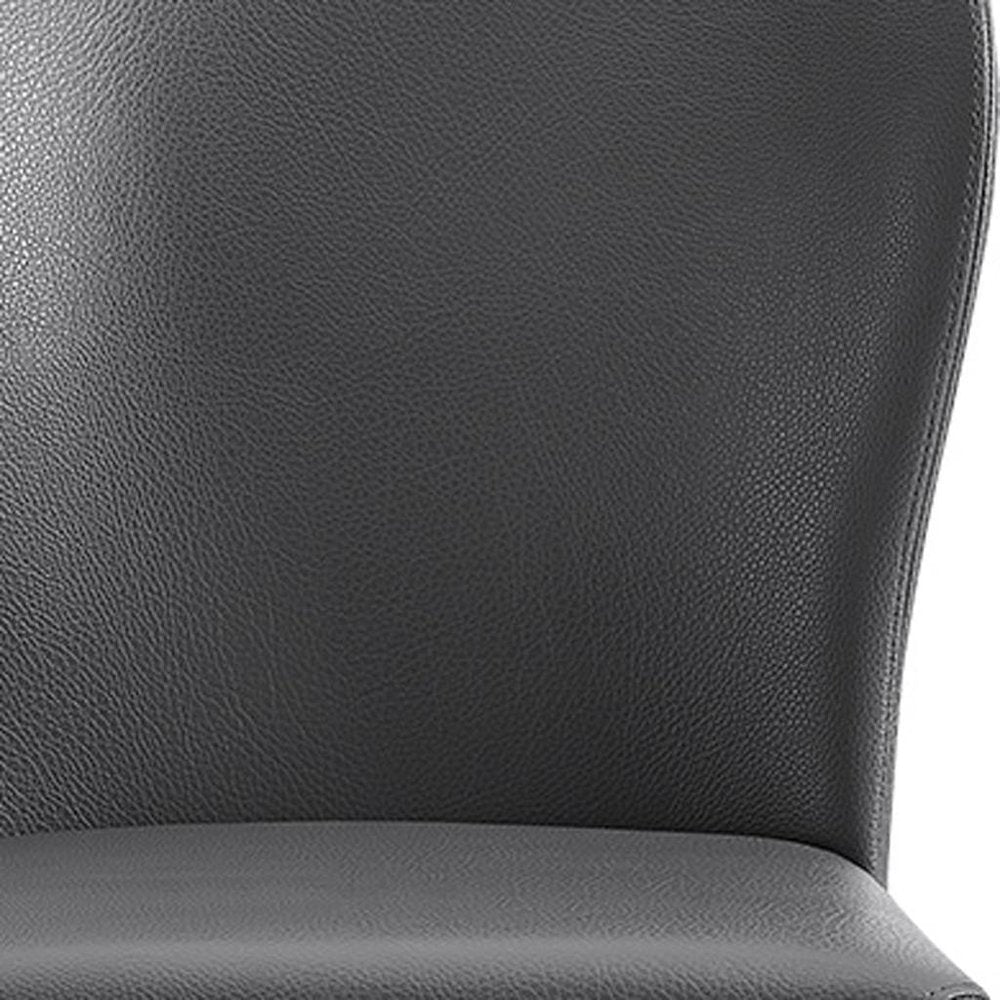 Set of Two Gray Upholstered Faux Leather Dining Side Chairs