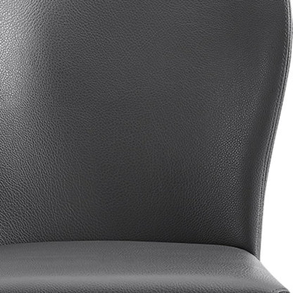 Set of Two Gray Upholstered Faux Leather Dining Side Chairs