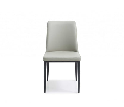 Set of Two Gray and Black Upholstered Faux Leather Dining Side Chairs