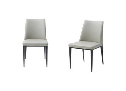 Set of Two Gray and Black Upholstered Faux Leather Dining Side Chairs