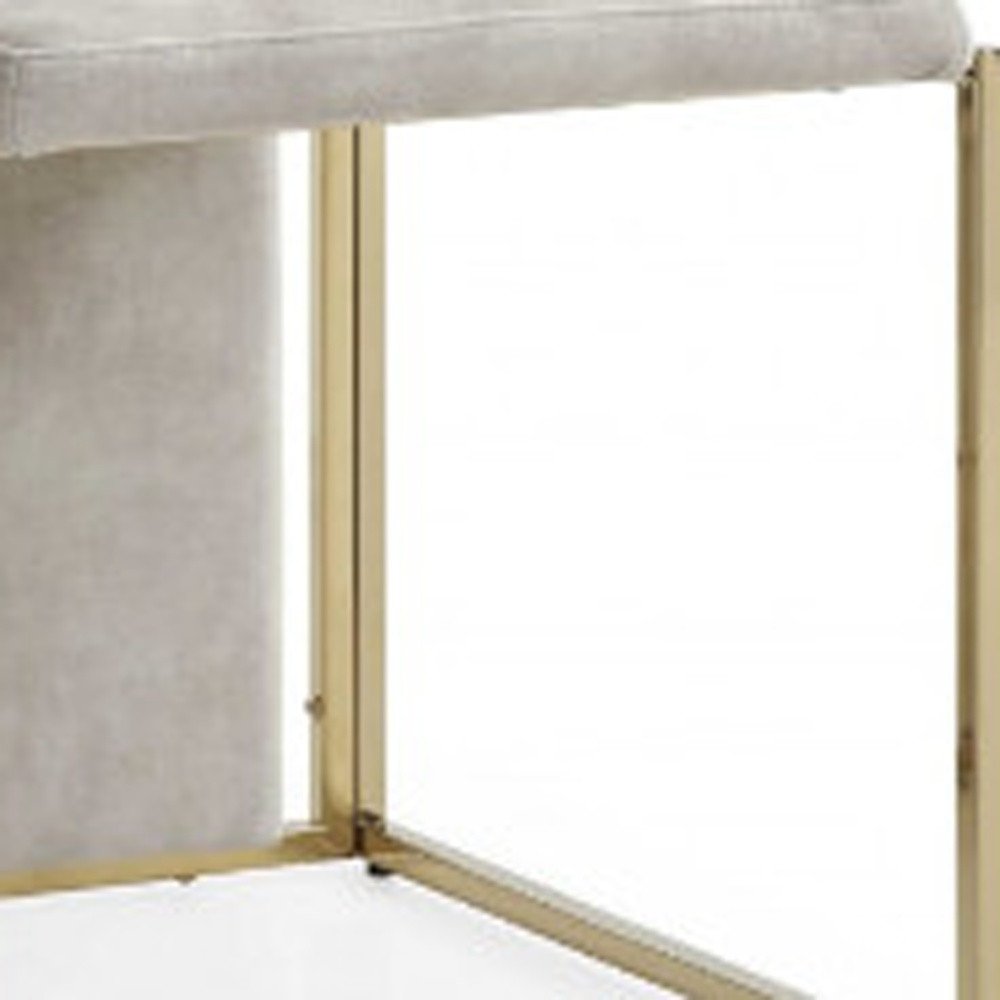 Set of Two Beige and Gold Upholstered Dining Side Chairs