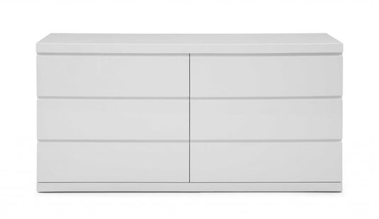63" White Solid Wood Six Drawer Double Dresser