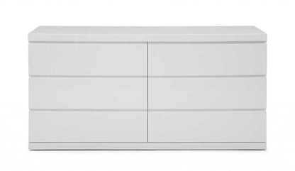 63" White Solid Wood Six Drawer Double Dresser