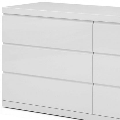 63" White Solid Wood Six Drawer Double Dresser